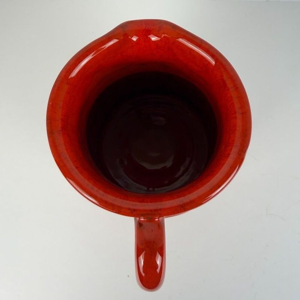 Vintage Mid Century Italian Peasant Village Red Pitcher, Rustic Farmhouse - Picture 7 of 10